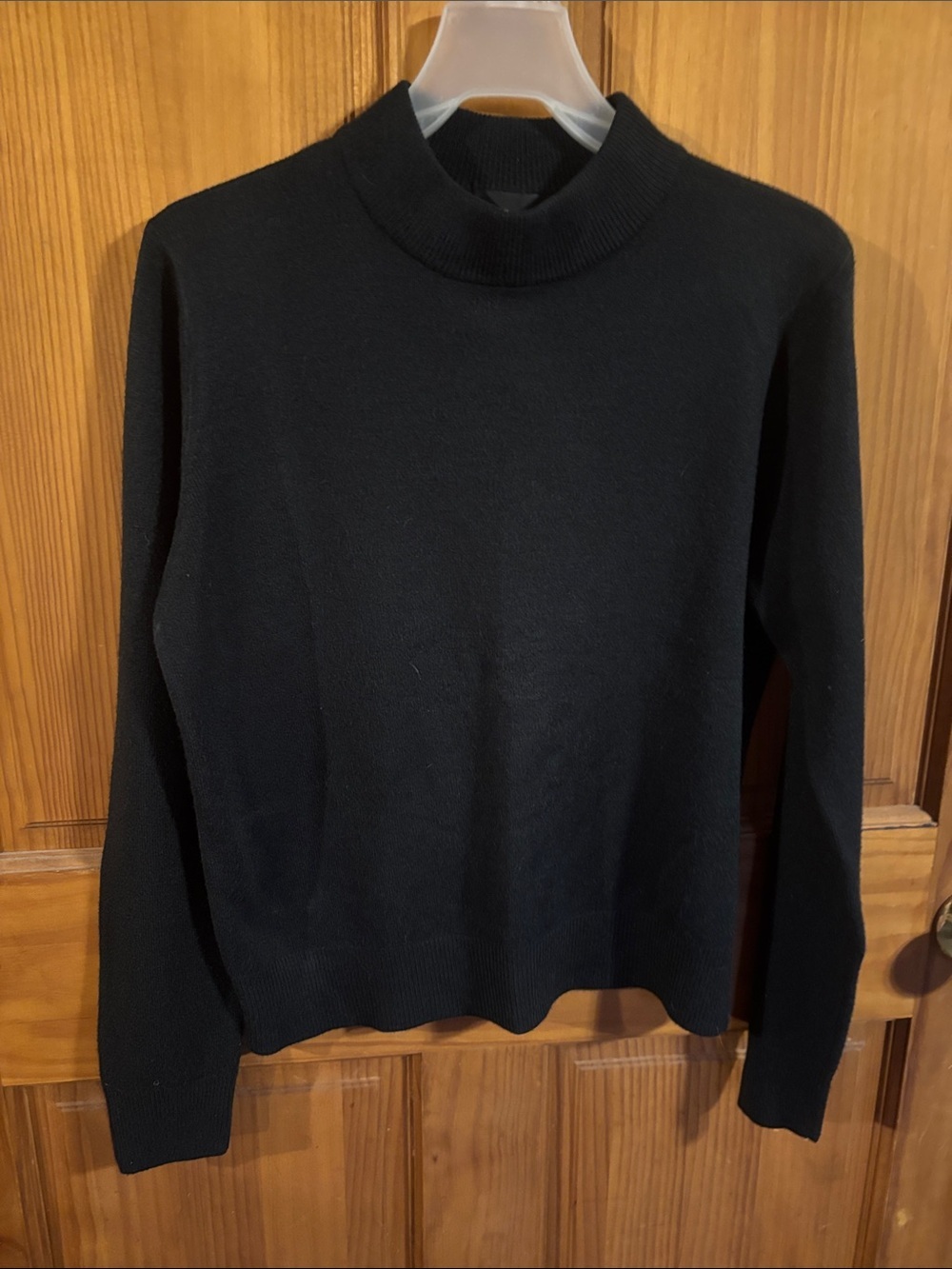Sag Harbor Black Ribbed Knit Mock Neck Sweater 100% Acrylic